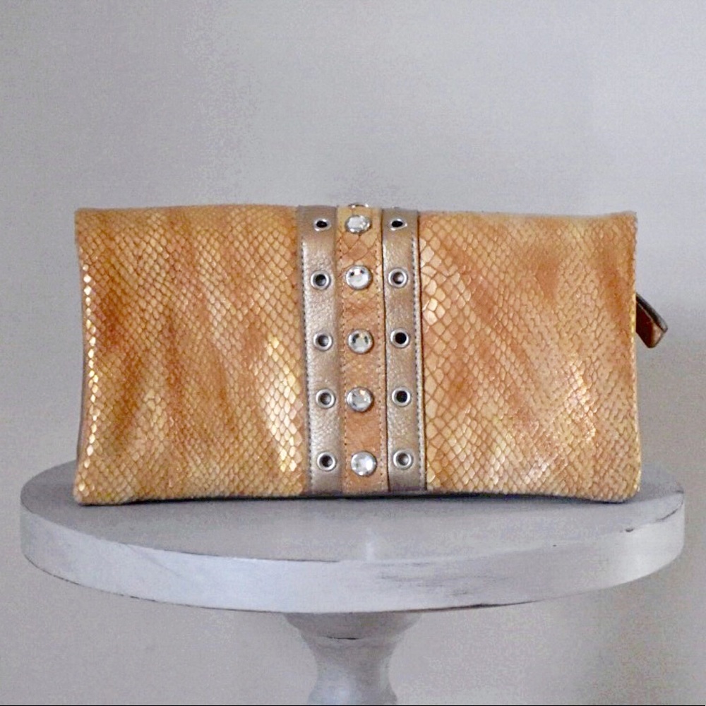 Vintage 80s Snakeskin Convertible Clutch